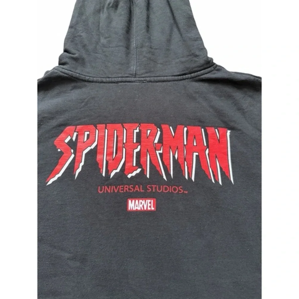 Spider-Man Universal Studios‎ Marvel Hoodie Black Embroidered Logo Mens Medium M - Picture 7 of 9